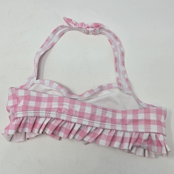 JANIE AND JACK BEGONIA PINK GINGHAM HALTER RUFFLE TWO PIECE BATHING SUIT GIRLS 6 - Picture 4 of 14
